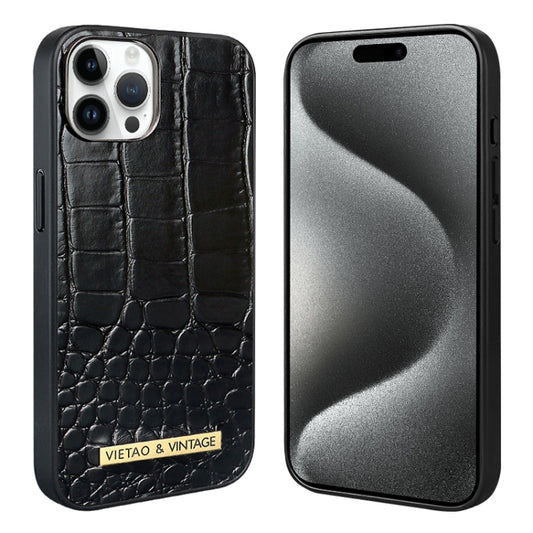 For iPhone 15 Pro Max VIETAO Alligator Texture PU Phone Case(Black) - iPhone 15 Pro Max Cases by VIETAO | Online Shopping UK | buy2fix