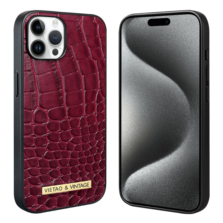 For iPhone 15 Pro VIETAO Alligator Texture PU Phone Case(Red) - iPhone 15 Pro Cases by VIETAO | Online Shopping UK | buy2fix