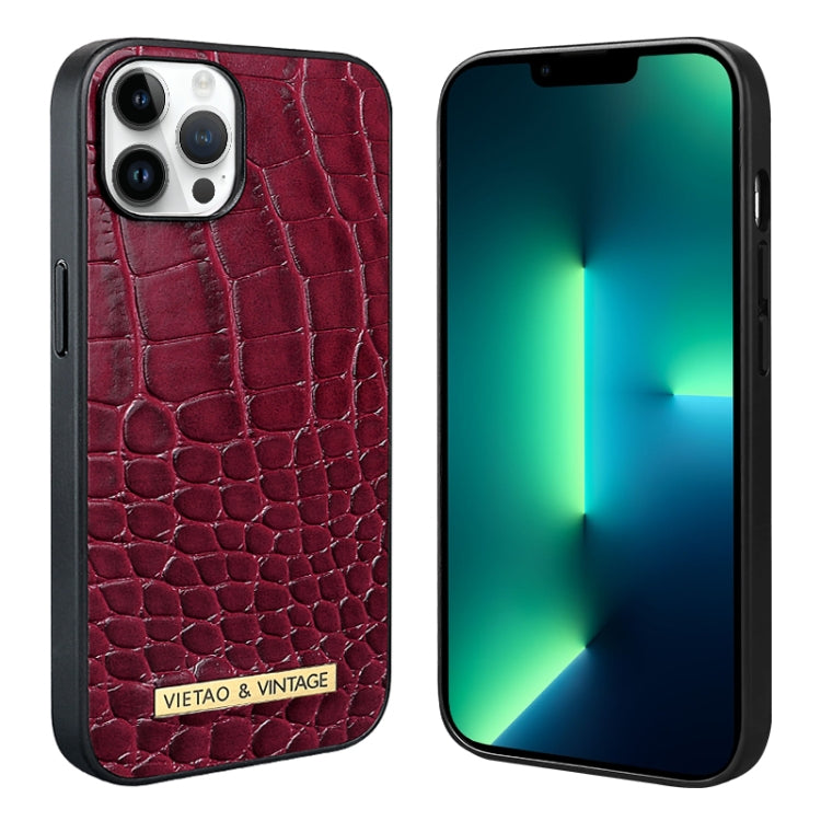 For iPhone 13 Pro Max VIETAO Alligator Texture PU Phone Case(Red) - iPhone 13 Pro Max Cases by VIETAO | Online Shopping UK | buy2fix