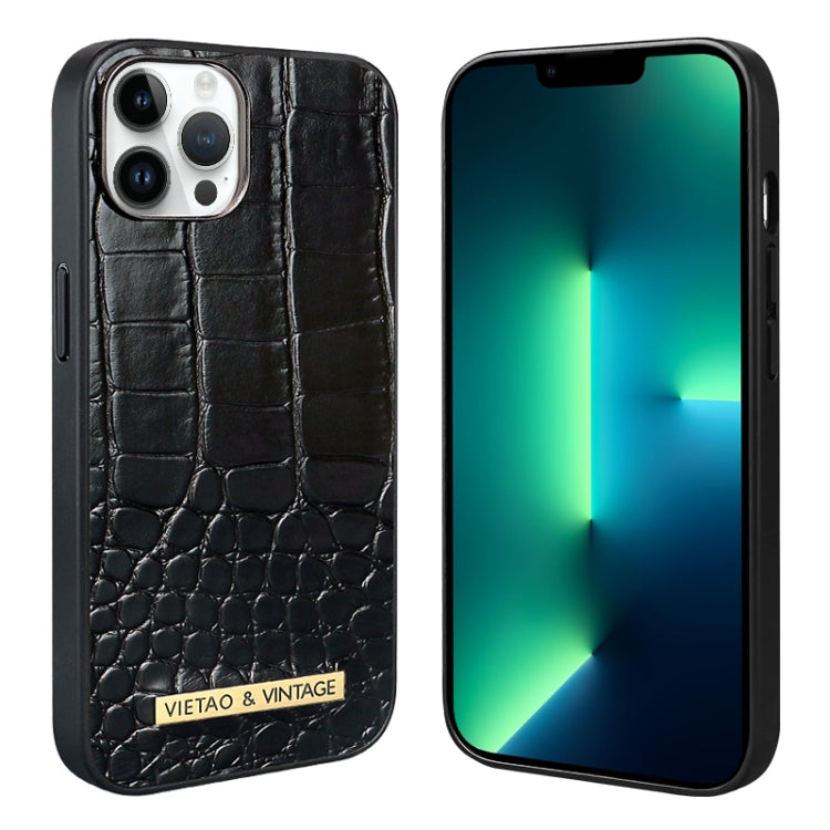 For iPhone 13 Pro VIETAO Alligator Texture PU Phone Case(Black) - iPhone 13 Pro Cases by VIETAO | Online Shopping UK | buy2fix