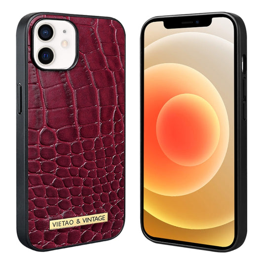 For iPhone 12 / 12 Pro VIETAO Alligator Texture PU Phone Case(Red) - iPhone 12 / 12 Pro Cases by VIETAO | Online Shopping UK | buy2fix