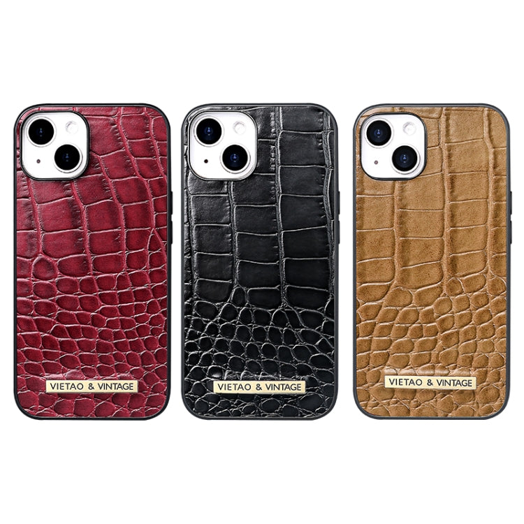 For iPhone 14 Pro Max VIETAO Alligator Texture PU Phone Case(Brown) - iPhone 14 Pro Max Cases by VIETAO | Online Shopping UK | buy2fix