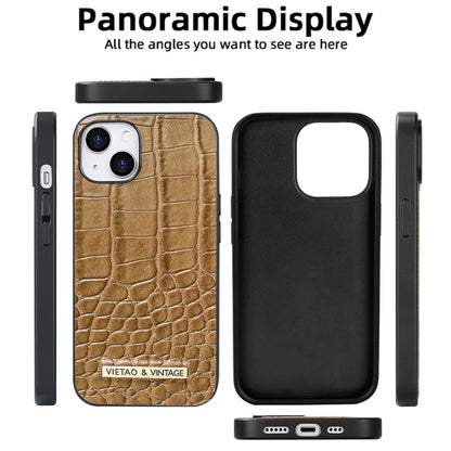 For iPhone 15 VIETAO Alligator Texture PU Phone Case(Brown) - iPhone 15 Cases by VIETAO | Online Shopping UK | buy2fix