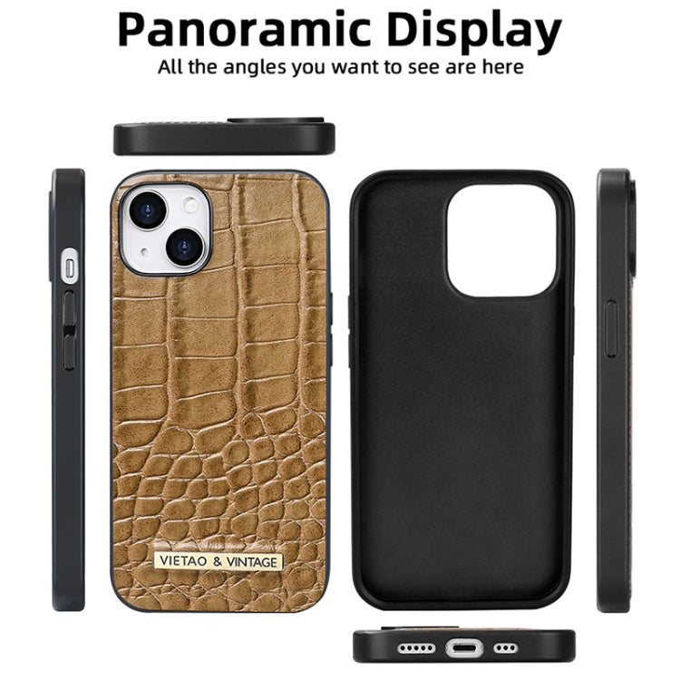 For iPhone 14 Pro Max VIETAO Alligator Texture PU Phone Case(Brown) - iPhone 14 Pro Max Cases by VIETAO | Online Shopping UK | buy2fix
