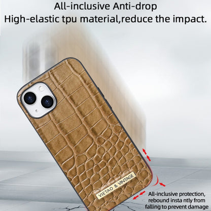 For iPhone 14 Pro VIETAO Alligator Texture PU Phone Case(Brown) - iPhone 14 Pro Cases by VIETAO | Online Shopping UK | buy2fix