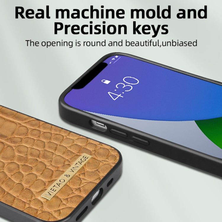 For iPhone 15 VIETAO Alligator Texture PU Phone Case(Brown) - iPhone 15 Cases by VIETAO | Online Shopping UK | buy2fix