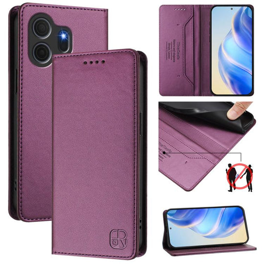 For TCL NxtPaper 70 Pro 5G RC01 Dual-Folded Magnetic Suction RFID Leather Phone Case(Violet)