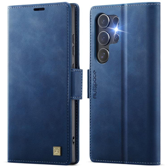 For Samsung Galaxy S26 Ultra 5G AutSpace A11 Side Buckle MagSafe Magnetic RFID Phone Leather Case(Blue)