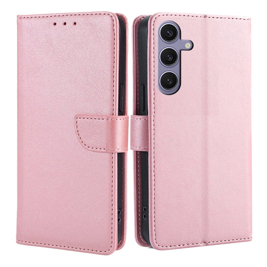 For Samsung Galaxy S25+ 5G Calf Texture Buckle Flip Leather Phone Case(Rose Gold) by buy2fix
