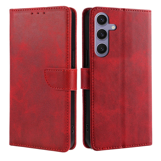 For Samsung Galaxy S25 Ultra 5G Calf Texture Buckle Flip Leather Phone Case(Red) by buy2fix