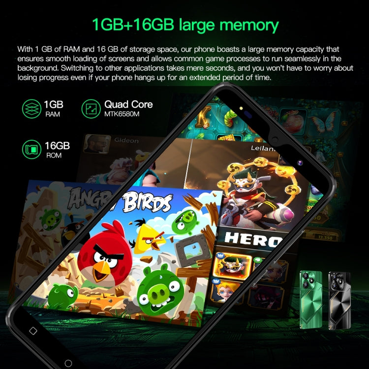 Povo6 Neo / DP29, 1GB+16GB, Face Identification, 5.0 inch Android 8.1 MTK6580M Quad Core, Network: 3G, Dual SIM, Plug:EU Plug(Green) -  by buy2fix | Online Shopping UK | buy2fix
