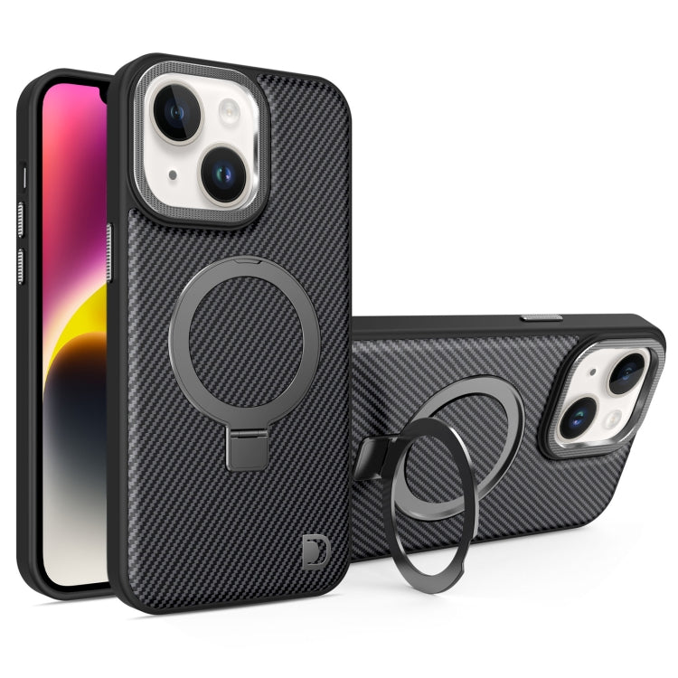 For iPhone 14 Plus Carbon Fiber MagSafe Holder Phone Case(Black) - iPhone 14 Plus Cases by buy2fix | Online Shopping UK | buy2fix