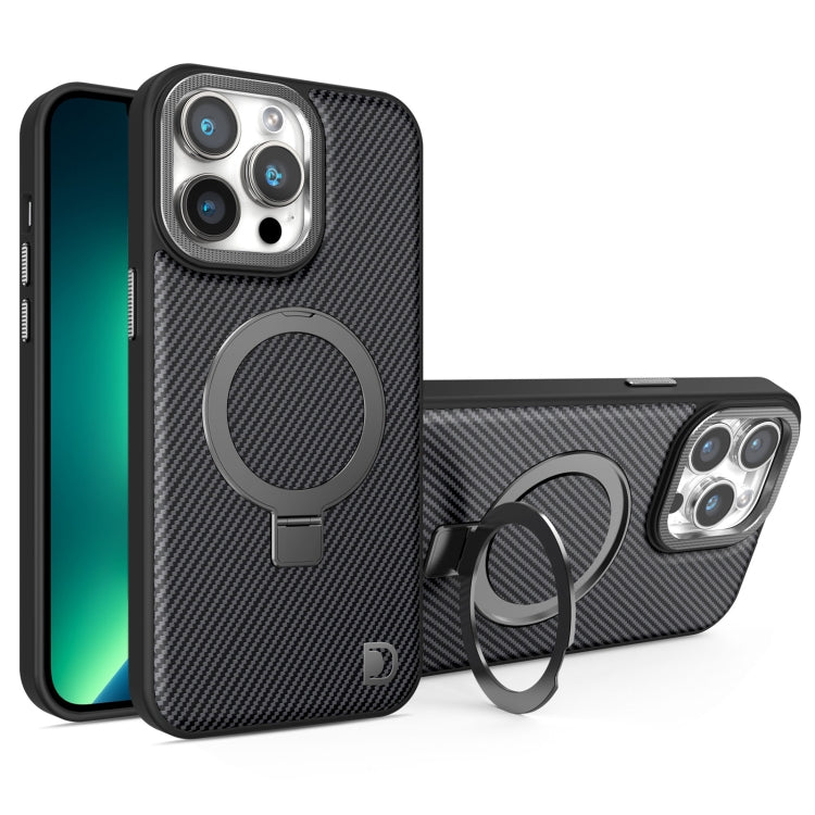 For iPhone 13 Pro Max Carbon Fiber MagSafe Holder Phone Case(Black) - iPhone 13 Pro Max Cases by buy2fix | Online Shopping UK | buy2fix