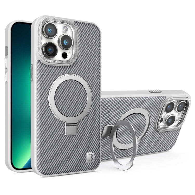 For iPhone 13 Pro Carbon Fiber MagSafe Holder Phone Case(Grey) - iPhone 13 Pro Cases by buy2fix | Online Shopping UK | buy2fix