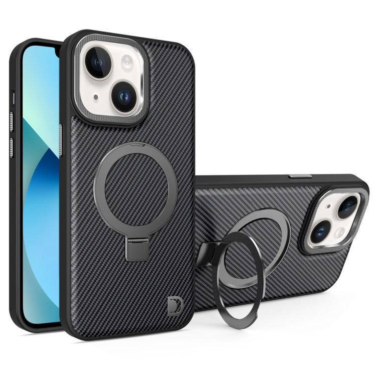 For iPhone 13 Carbon Fiber MagSafe Holder Phone Case(Black) - iPhone 13 Cases by buy2fix | Online Shopping UK | buy2fix