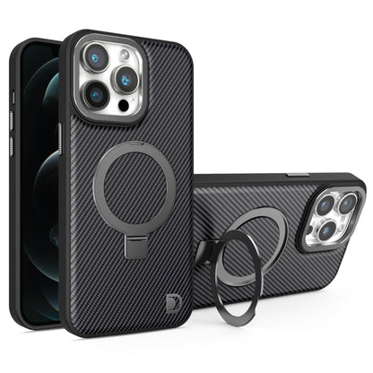 For iPhone 12 Pro Carbon Fiber MagSafe Holder Phone Case(Black) - iPhone 12 / 12 Pro Cases by buy2fix | Online Shopping UK | buy2fix