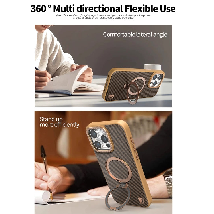 For iPhone 16 Pro Carbon Fiber MagSafe Holder Phone Case(Gold) - iPhone 16 Pro Cases by buy2fix | Online Shopping UK | buy2fix