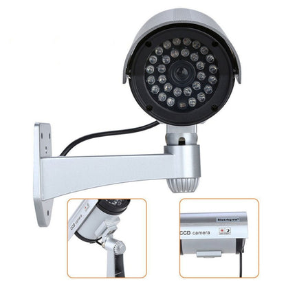 Waterproof Simulation Surveillance Camera with LED Flash Light(Silver) - Simulated Cameras by buy2fix | Online Shopping UK | buy2fix