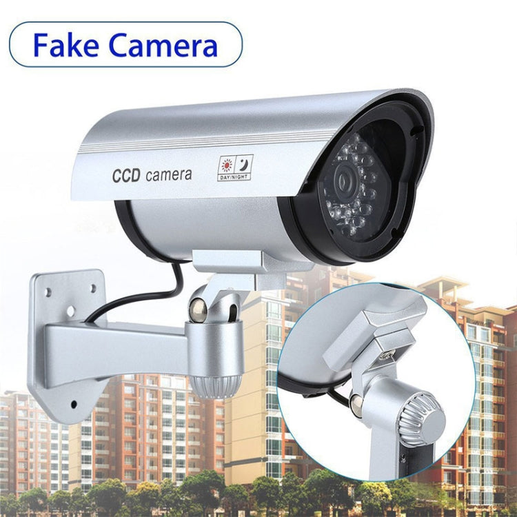 Waterproof Simulation Surveillance Camera with LED Flash Light(Silver) - Simulated Cameras by buy2fix | Online Shopping UK | buy2fix