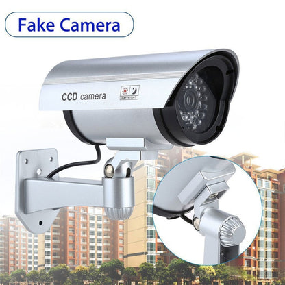Waterproof Simulation Surveillance Camera with LED Flash Light(Silver) - Simulated Cameras by buy2fix | Online Shopping UK | buy2fix