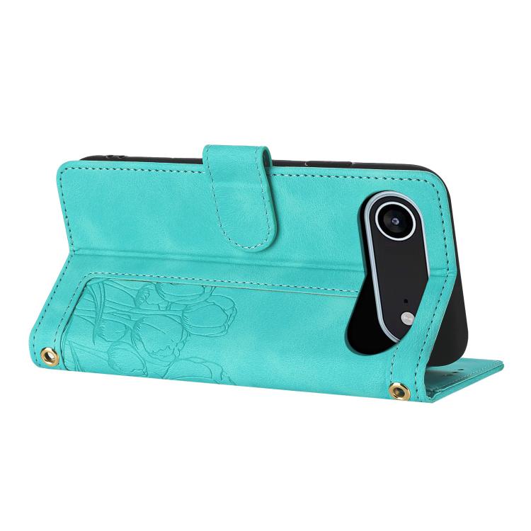 For iPhone Air Tulips Embossed Leather Phone Case with Lanyard(Green) - iPhone Air Cases by buy2fix | Online Shopping UK | buy2fix