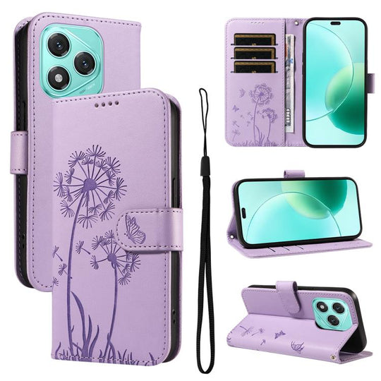 For Honor 400 Lite Global Dandelion Embossed Pattern Flip Leather Phone Case(Purple)