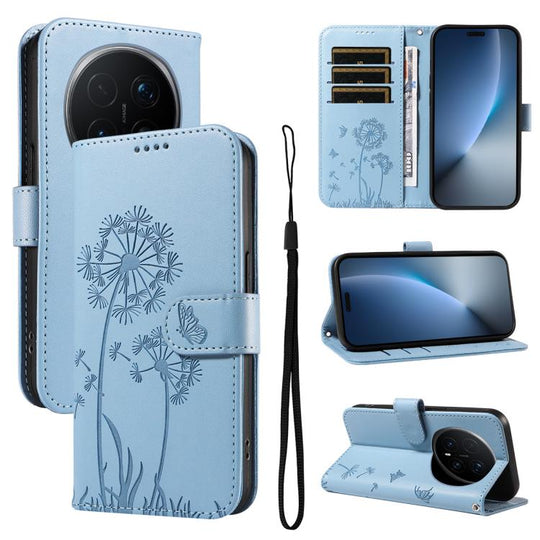 For Honor Magic8 Pro Dandelion Embossed Pattern Flip Leather Phone Case(Sky Blue)