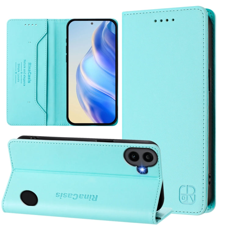For Nothing CMF Phone 1 RC01 Dual-Folded Magnetic Suction RFID Leather Phone Case(Mint Green) - Nothing Cases by buy2fix | Online Shopping UK | buy2fix