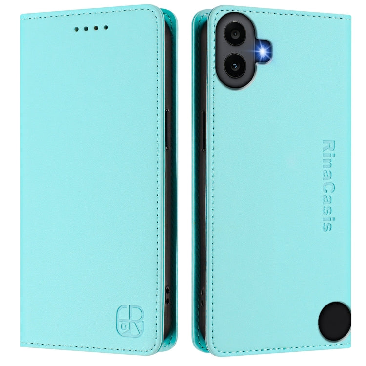 For Nothing CMF Phone 1 RC01 Dual-Folded Magnetic Suction RFID Leather Phone Case(Mint Green) - Nothing Cases by buy2fix | Online Shopping UK | buy2fix