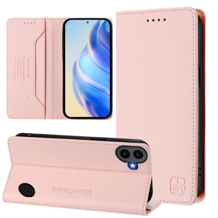For Nothing CMF Phone 1 RC01 Dual-Folded Magnetic Suction RFID Leather Phone Case(Pink) - Nothing Cases by buy2fix | Online Shopping UK | buy2fix