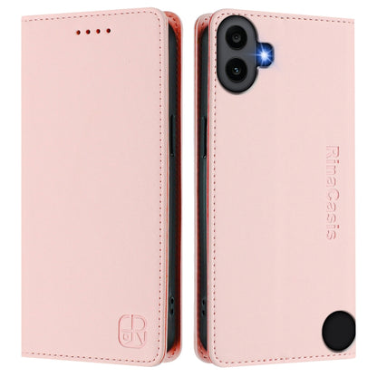 For Nothing CMF Phone 1 RC01 Dual-Folded Magnetic Suction RFID Leather Phone Case(Pink) - Nothing Cases by buy2fix | Online Shopping UK | buy2fix