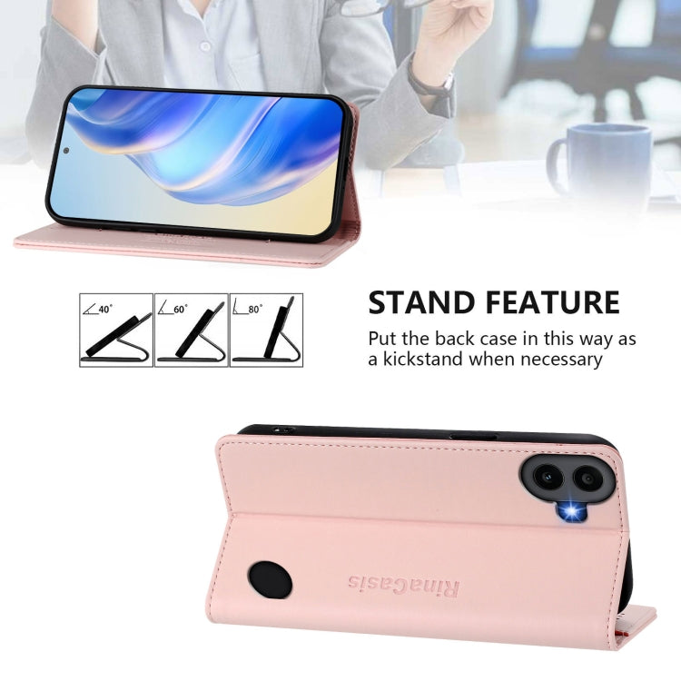 For Nothing CMF Phone 1 RC01 Dual-Folded Magnetic Suction RFID Leather Phone Case(Pink) - Nothing Cases by buy2fix | Online Shopping UK | buy2fix