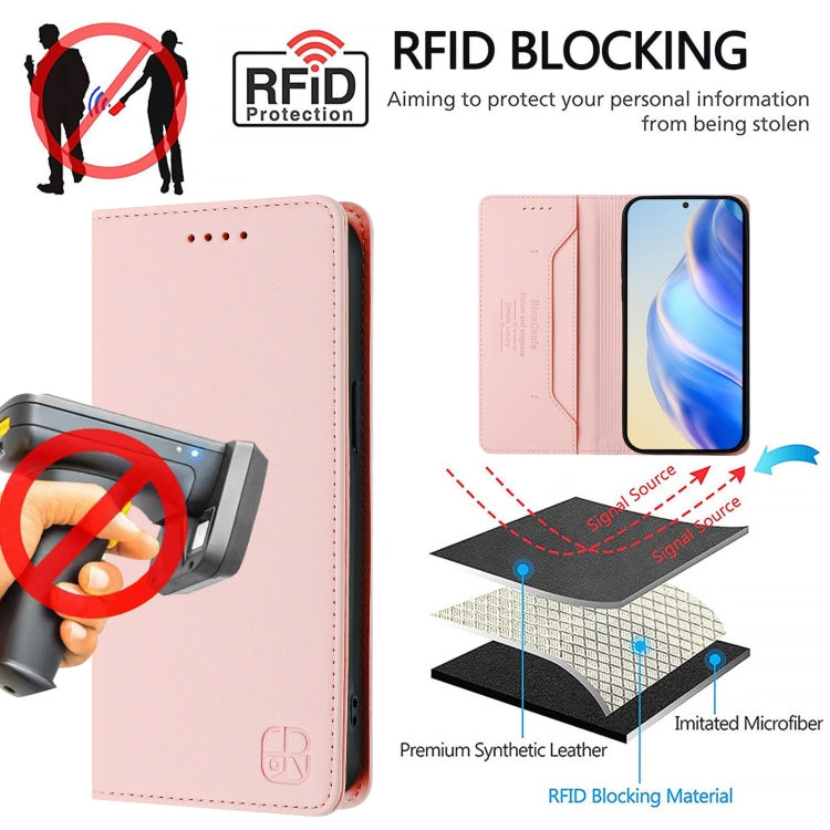 For Nothing CMF Phone 1 RC01 Dual-Folded Magnetic Suction RFID Leather Phone Case(Pink) - Nothing Cases by buy2fix | Online Shopping UK | buy2fix
