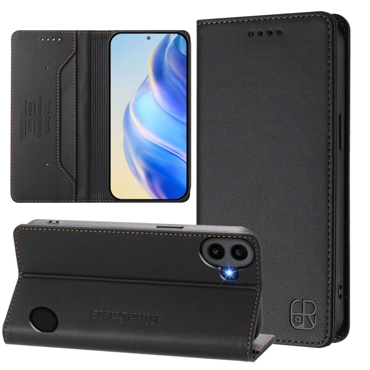 For Nothing CMF Phone 1 RC01 Dual-Folded Magnetic Suction RFID Leather Phone Case(Black) - Nothing Cases by buy2fix | Online Shopping UK | buy2fix