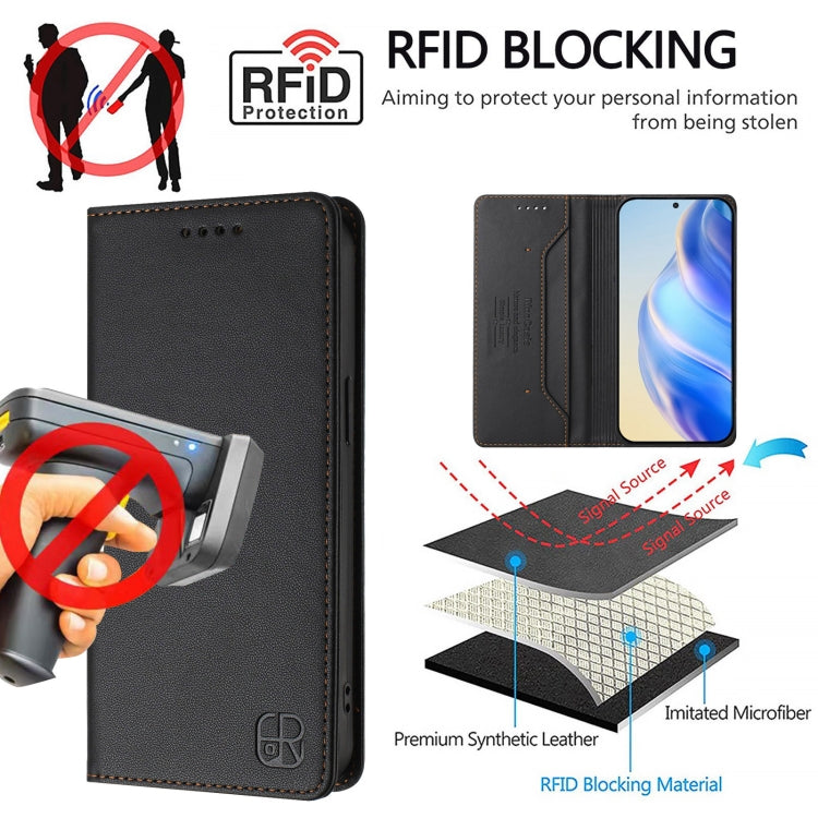 For Nothing CMF Phone 1 RC01 Dual-Folded Magnetic Suction RFID Leather Phone Case(Black) - Nothing Cases by buy2fix | Online Shopping UK | buy2fix