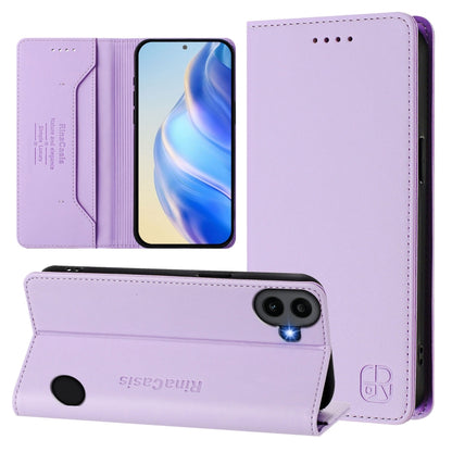 For Nothing CMF Phone 1 RC01 Dual-Folded Magnetic Suction RFID Leather Phone Case(Light Purple) - Nothing Cases by buy2fix | Online Shopping UK | buy2fix
