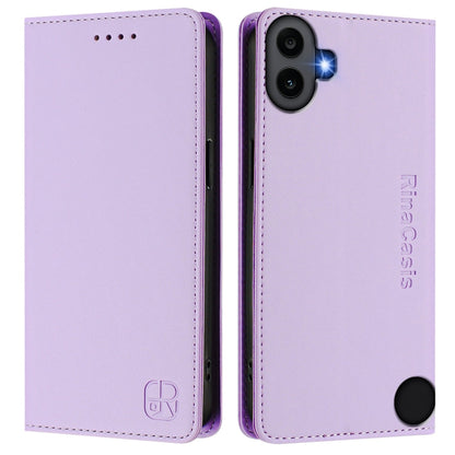 For Nothing CMF Phone 1 RC01 Dual-Folded Magnetic Suction RFID Leather Phone Case(Light Purple) - Nothing Cases by buy2fix | Online Shopping UK | buy2fix