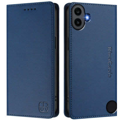 For Nothing CMF Phone 1 RC01 Dual-Folded Magnetic Suction RFID Leather Phone Case(Dark Blue) - Nothing Cases by buy2fix | Online Shopping UK | buy2fix