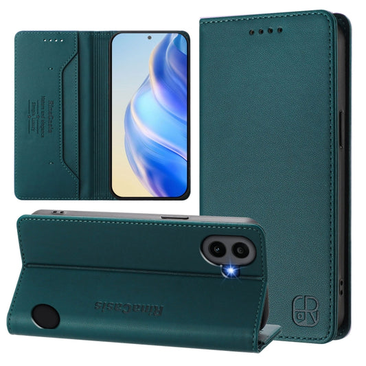 For Nothing CMF Phone 1 RC01 Dual-Folded Magnetic Suction RFID Leather Phone Case(Dark Green) - Nothing Cases by buy2fix | Online Shopping UK | buy2fix