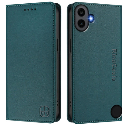 For Nothing CMF Phone 1 RC01 Dual-Folded Magnetic Suction RFID Leather Phone Case(Dark Green) - Nothing Cases by buy2fix | Online Shopping UK | buy2fix