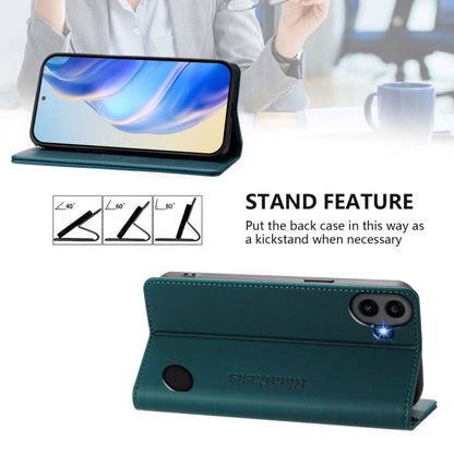 For Nothing CMF Phone 1 RC01 Dual-Folded Magnetic Suction RFID Leather Phone Case(Dark Green) - Nothing Cases by buy2fix | Online Shopping UK | buy2fix
