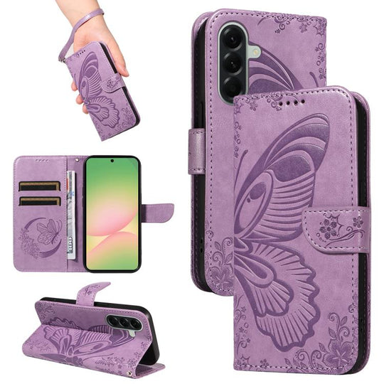 For Samsung Galaxy A57 5G Swallowtail Butterfly Embossed Leather Phone Case(Purple)