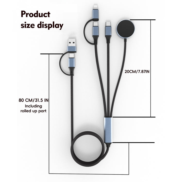 U33 1m PD100W USB-A / USB-C All in 1 Multifunctional Fast Charging Cable(Black Grey) - Multifunction Cable by buy2fix | Online Shopping UK | buy2fix