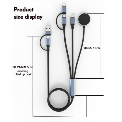 U33 1m PD100W USB-A / USB-C All in 1 Multifunctional Fast Charging Cable(Black Grey) - Multifunction Cable by buy2fix | Online Shopping UK | buy2fix