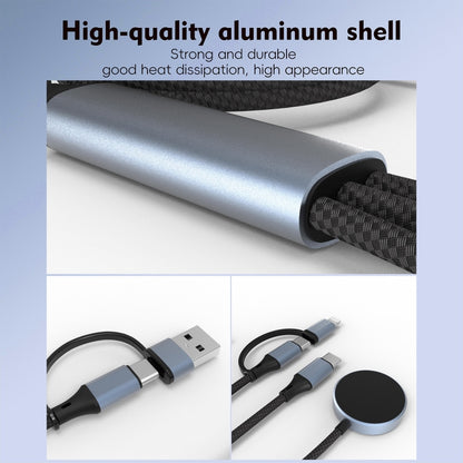 U33 1m PD100W USB-A / USB-C All in 1 Multifunctional Fast Charging Cable(Black Grey) - Multifunction Cable by buy2fix | Online Shopping UK | buy2fix