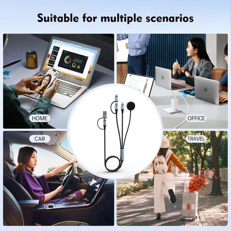 U33 1m PD100W USB-A / USB-C All in 1 Multifunctional Fast Charging Cable(Black Grey) - Multifunction Cable by buy2fix | Online Shopping UK | buy2fix