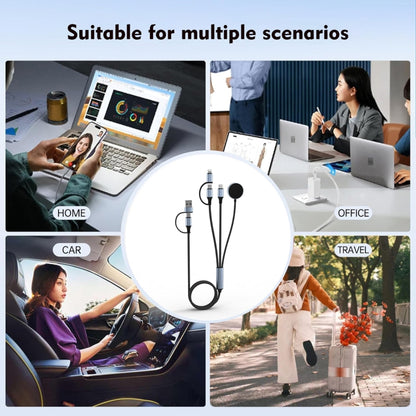 U33 1m PD100W USB-A / USB-C All in 1 Multifunctional Fast Charging Cable(Black Grey) - Multifunction Cable by buy2fix | Online Shopping UK | buy2fix