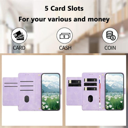 For Google Pixel 10 Pro XL Tulips Embossed Leather Phone Case with Lanyard(Purple) - Google Cases by buy2fix | Online Shopping UK | buy2fix