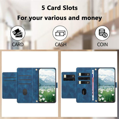 For Google Pixel 10 Pro XL Tulips Embossed Leather Phone Case with Lanyard(Blue) - Google Cases by buy2fix | Online Shopping UK | buy2fix