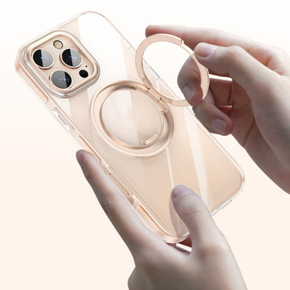 For iPhone 16 Pro Max Gear Plating PC 360 Ring Holder Magsafe Phone Case(Transparent Black) - iPhone 16 Pro Max Cases by buy2fix | Online Shopping UK | buy2fix